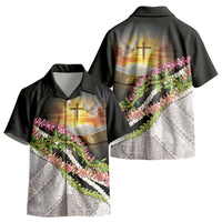 Hawaii Mokihana Mix Pikake Leis Mahalo 'Olelo Kid Hawaiian Shirt Black LT7 - Polynesian Pride