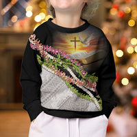 Hawaii Mokihana Mix Pikake Leis Mahalo 'Olelo Kid Ugly Christmas Sweater Black