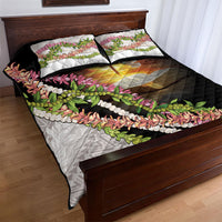 Hawaii Mokihana Mix Pikake Leis Mahalo 'Olelo Quilt Bed Set Black LT7 - Polynesian Pride