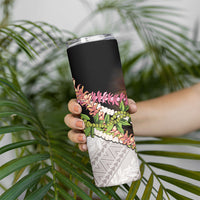 Hawaii Mokihana Mix Pikake Leis Mahalo 'Olelo Skinny Tumbler Black LT7 - Polynesian Pride