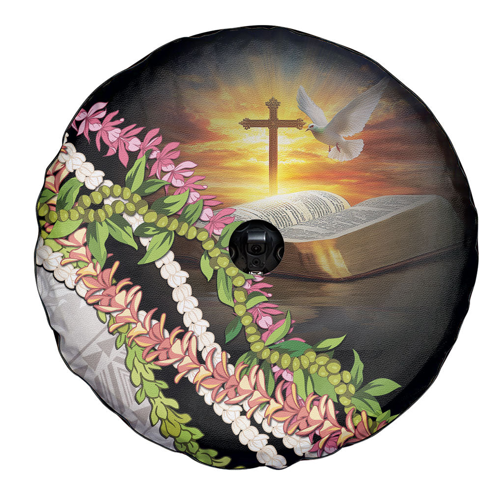 Hawaii Mokihana Mix Pikake Leis Mahalo 'Olelo Spare Tire Cover Black LT7 - Polynesian Pride