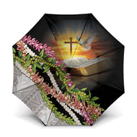 Hawaii Mokihana Mix Pikake Leis Mahalo 'Olelo Umbrella Black LT7 One Size Folded 11.42 inch Opened Diameter 37.4 inch Black - Polynesian Pride