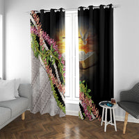 Hawaii Mokihana Mix Pikake Leis Mahalo 'Olelo Window Curtain Black LT7 With Grommets Black - Polynesian Pride