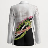 Hawaii Mokihana Mix Pikake Leis Mahalo 'Olelo Blazer White Tapa LT7 - Polynesian Pride