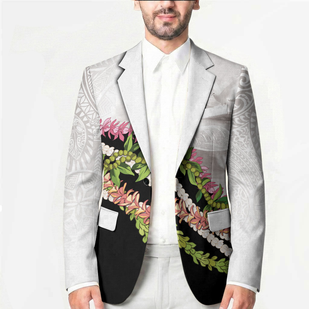 Hawaii Mokihana Mix Pikake Leis Mahalo 'Olelo Blazer White Tapa LT7 - Polynesian Pride