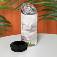 Hawaii Mokihana Mix Pikake Leis Mahalo 'Olelo 4 in 1 Can Cooler Tumbler White Tapa LT7 - Polynesian Pride
