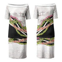 Hawaii Mokihana Mix Pikake Leis Mahalo 'Olelo Couples Matching Puletasi and Hawaiian Shirt White Tapa LT7 - Polynesian Pride