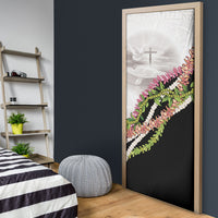 Hawaii Mokihana Mix Pikake Leis Mahalo 'Olelo Door Cover White Tapa LT7 - Polynesian Pride