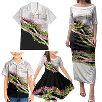 Hawaii Mokihana Mix Pikake Leis Mahalo 'Olelo Family Matching Puletasi and Hawaiian Shirt White Tapa LT7 - Polynesian Pride
