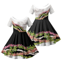 Hawaii Mokihana Mix Pikake Leis Mahalo 'Olelo Family Matching Tank Maxi Dress and Hawaiian Shirt White Tapa LT7 Daughter's Dress White - Polynesian Pride