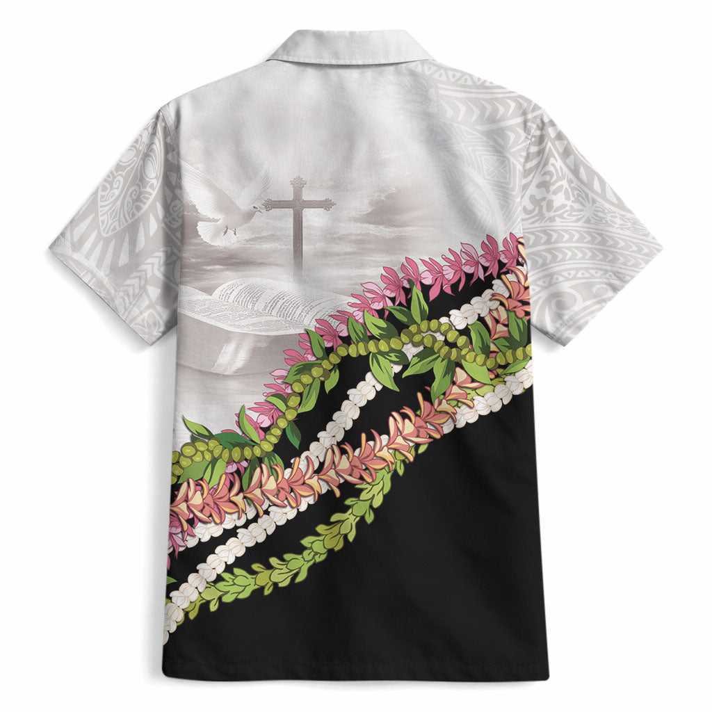 Hawaii Mokihana Mix Pikake Leis Mahalo 'Olelo Hawaiian Shirt White Tapa LT7 - Polynesian Pride