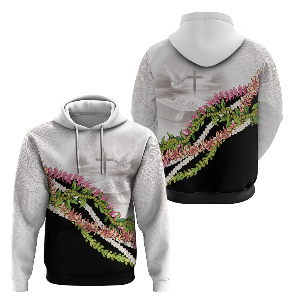 Hawaii Mokihana Mix Pikake Leis Mahalo 'Olelo Hoodie White Tapa LT7 - Polynesian Pride