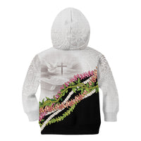 Hawaii Mokihana Mix Pikake Leis Mahalo 'Olelo Kid Hoodie White Tapa LT7 - Polynesian Pride