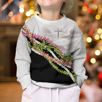 Hawaii Mokihana Mix Pikake Leis Mahalo 'Olelo Kid Ugly Christmas Sweater White Tapa
