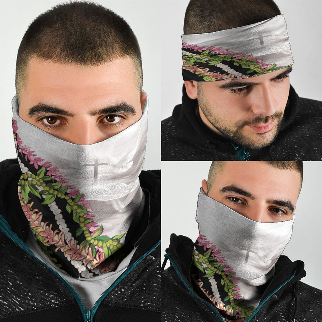 Hawaii Mokihana Mix Pikake Leis Mahalo 'Olelo Neck Gaiter White Tapa LT7 - Polynesian Pride