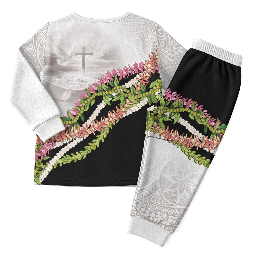 Hawaii Mokihana Mix Pikake Leis Mahalo 'Olelo Christmas Pajama Set White Tapa