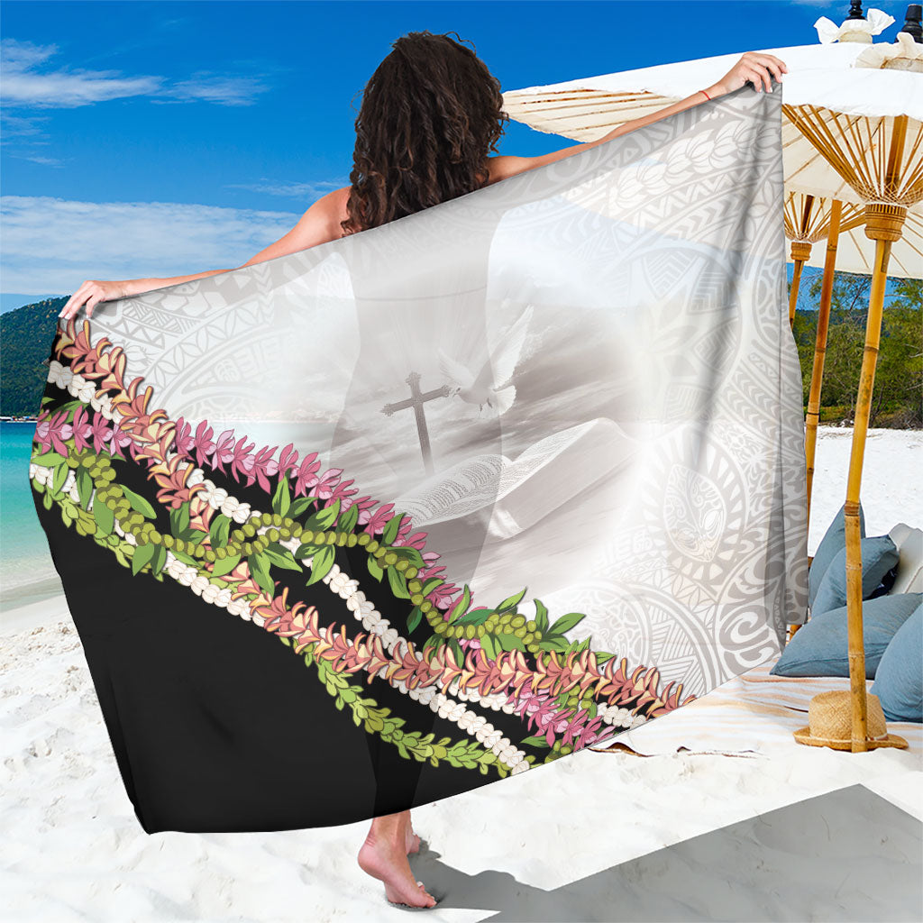Hawaii Mokihana Mix Pikake Leis Mahalo 'Olelo Sarong White Tapa LT7 One Size 44 x 66 inches White - Polynesian Pride