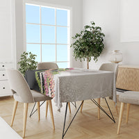 Hawaii Mokihana Mix Pikake Leis Mahalo 'Olelo Tablecloth White Tapa LT7 - Polynesian Pride