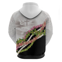 Hawaii Mokihana Mix Pikake Leis Mahalo 'Olelo Zip Hoodie White Tapa LT7 - Polynesian Pride