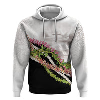 Hawaii Mokihana Mix Pikake Leis Mahalo 'Olelo Zip Hoodie White Tapa LT7 Pullover Hoodie White - Polynesian Pride