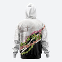 Hawaii Mokihana Mix Pikake Leis Mahalo 'Olelo Zip Hoodie White Tapa LT7 - Polynesian Pride