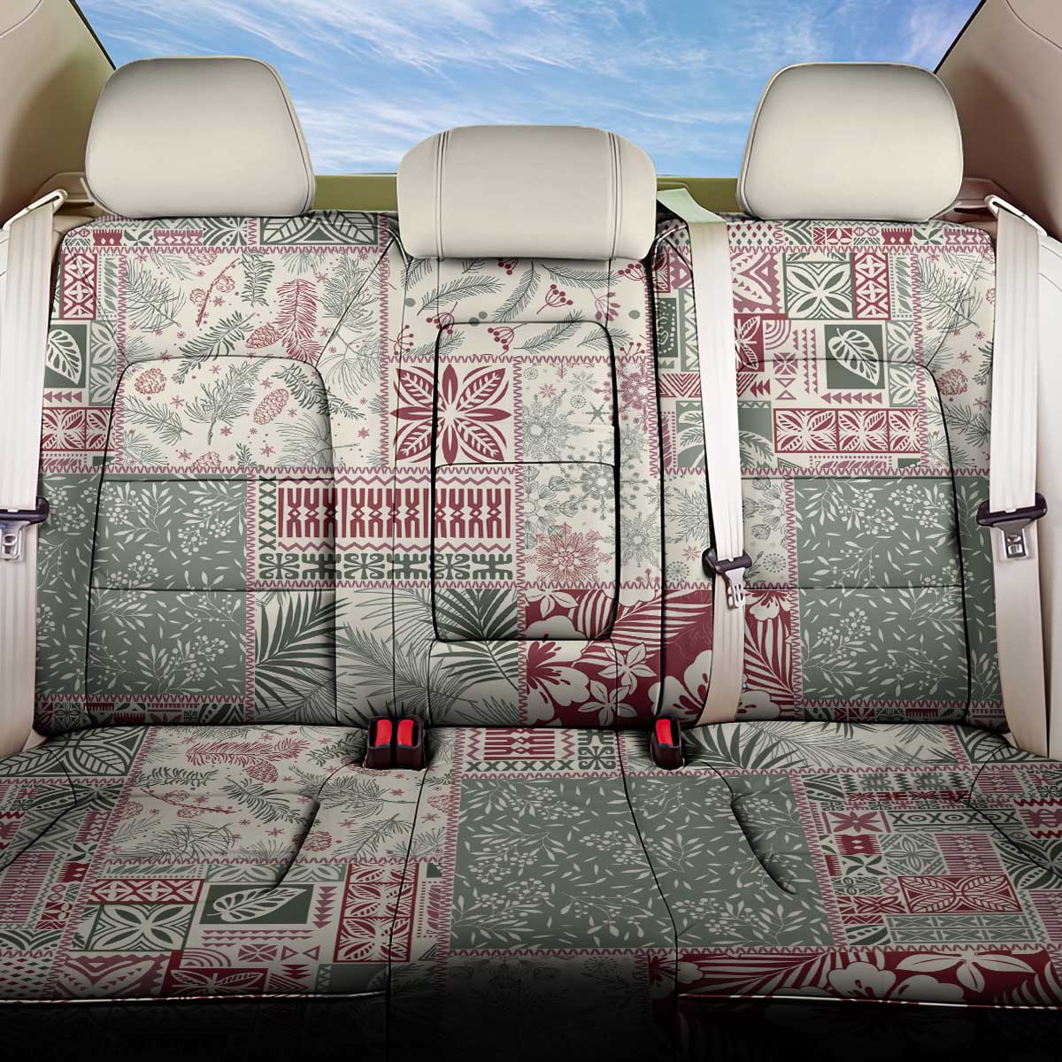 Aloha Hawaii Pastel Christmas Patchwork Back Car Seat Cover Classic Style - Polynesian Pride