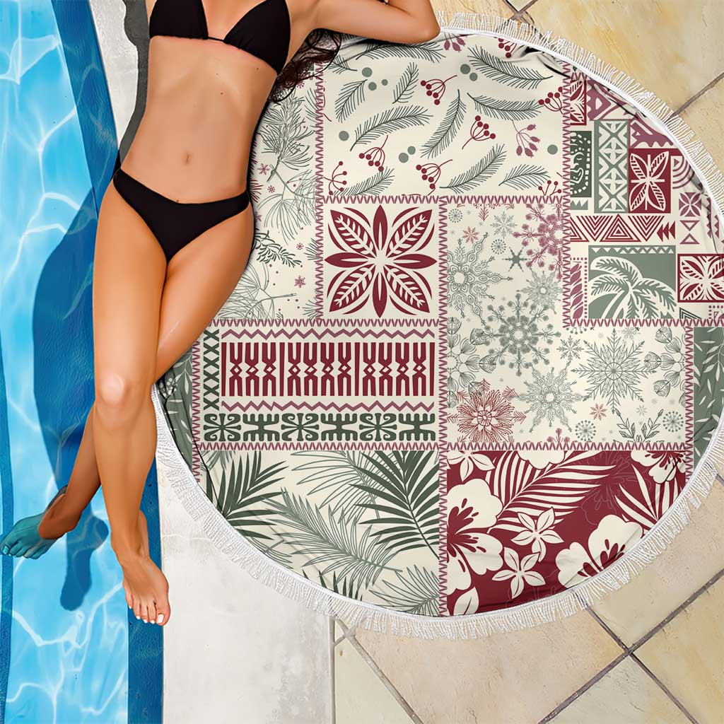 Aloha Hawaii Pastel Christmas Patchwork Beach Blanket Classic Style - Polynesian Pride
