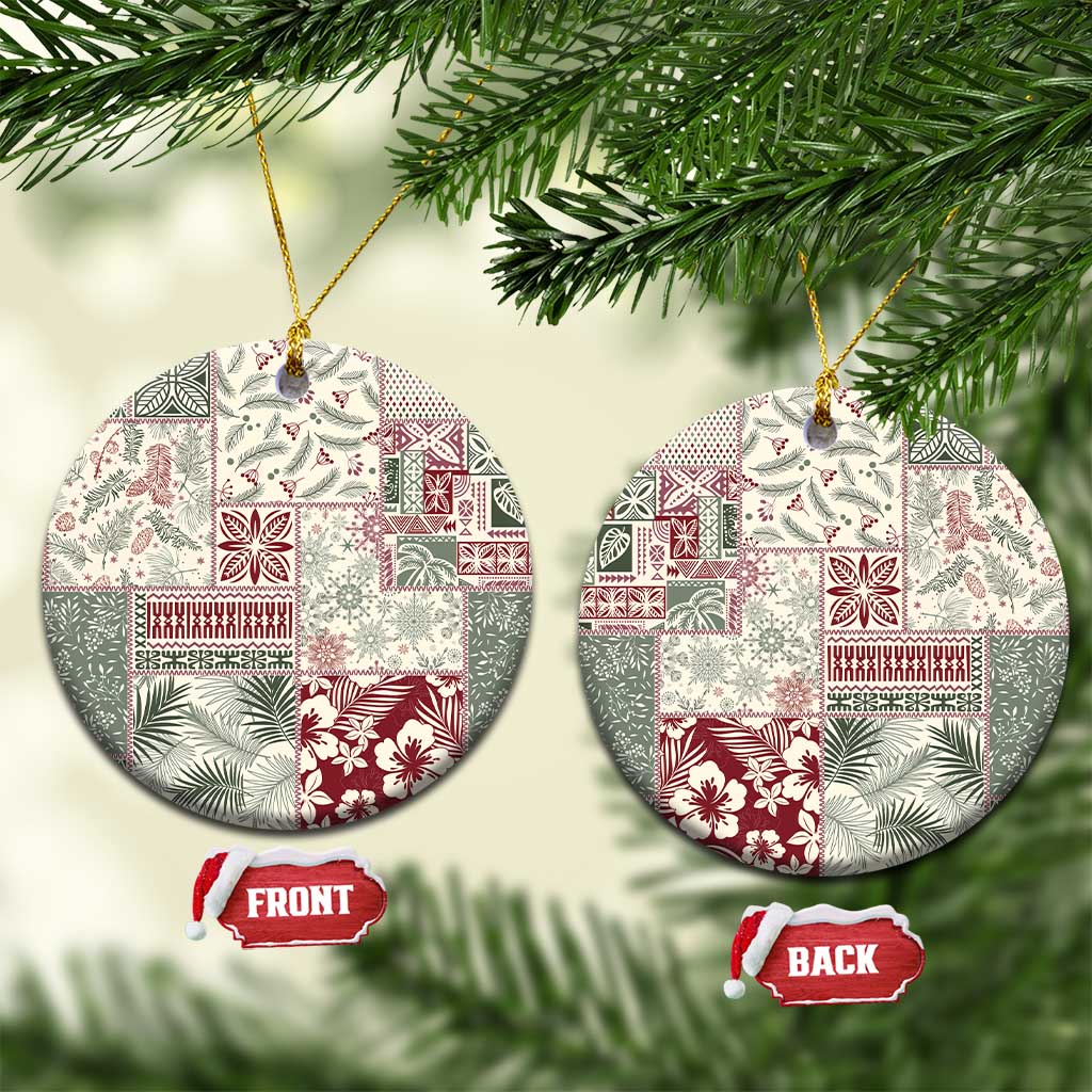 Aloha Hawaii Pastel Christmas Patchwork Ceramic Ornament Classic Style - Polynesian Pride