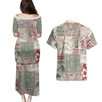 Aloha Hawaii Pastel Christmas Patchwork Couples Matching Puletasi and Hawaiian Shirt Classic Style LT7 - Polynesian Pride