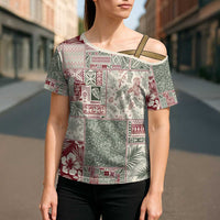 Aloha Hawaii Pastel Christmas Patchwork Cross Shoulder Shirt Classic Style - Polynesian Pride