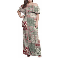 Aloha Hawaii Pastel Christmas Patchwork Family Matching Off Shoulder Maxi Dress and Hawaiian Shirt Classic Style - Polynesian Pride