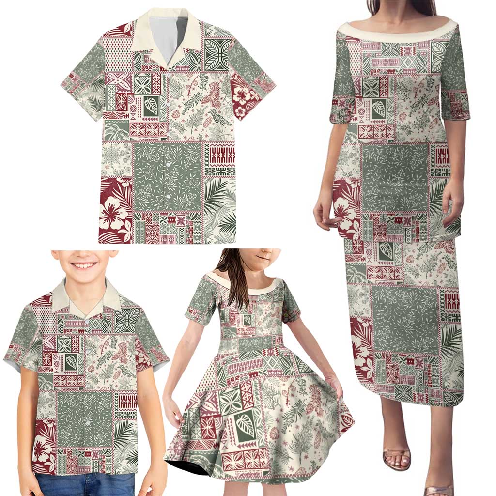 Aloha Hawaii Pastel Christmas Patchwork Family Matching Puletasi and Hawaiian Shirt Classic Style LT7 - Polynesian Pride