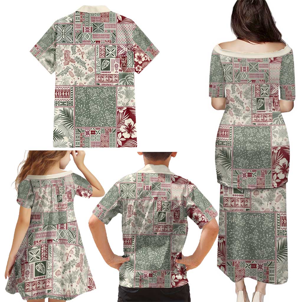 Aloha Hawaii Pastel Christmas Patchwork Family Matching Puletasi and Hawaiian Shirt Classic Style LT7 - Polynesian Pride