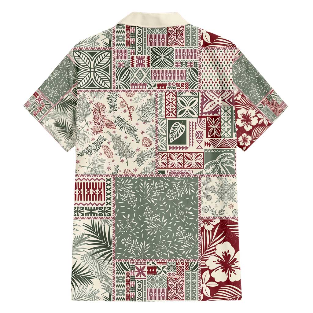 Aloha Hawaii Pastel Christmas Patchwork Family Matching Short Sleeve Bodycon Dress and Hawaiian Shirt Classic Style - Polynesian Pride