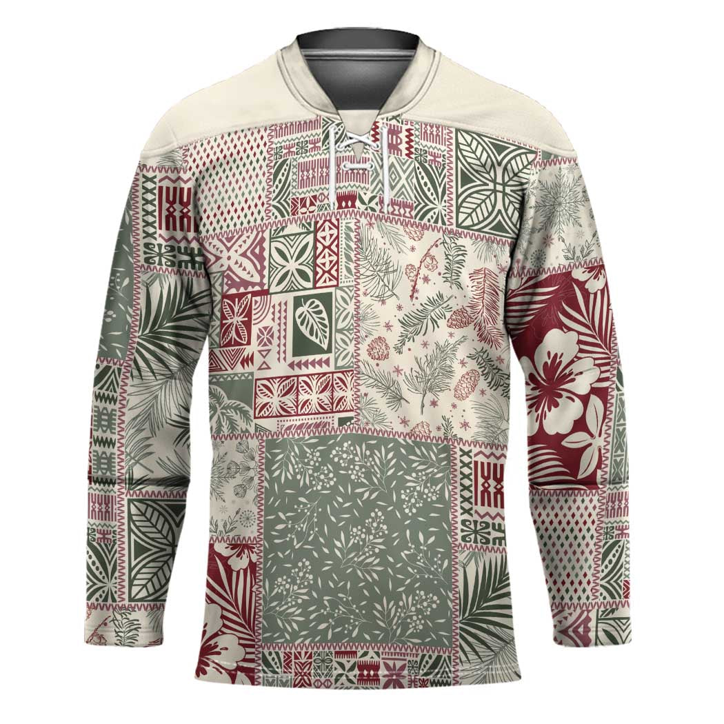 Aloha Hawaii Pastel Christmas Patchwork Hockey Jersey Classic Style - Polynesian Pride