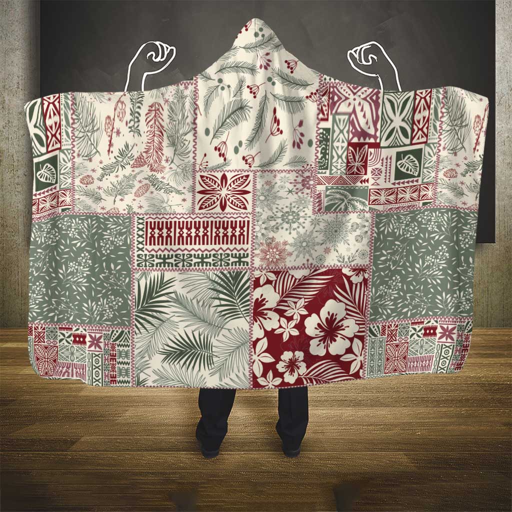 Aloha Hawaii Pastel Christmas Patchwork Hooded Blanket Classic Style - Polynesian Pride
