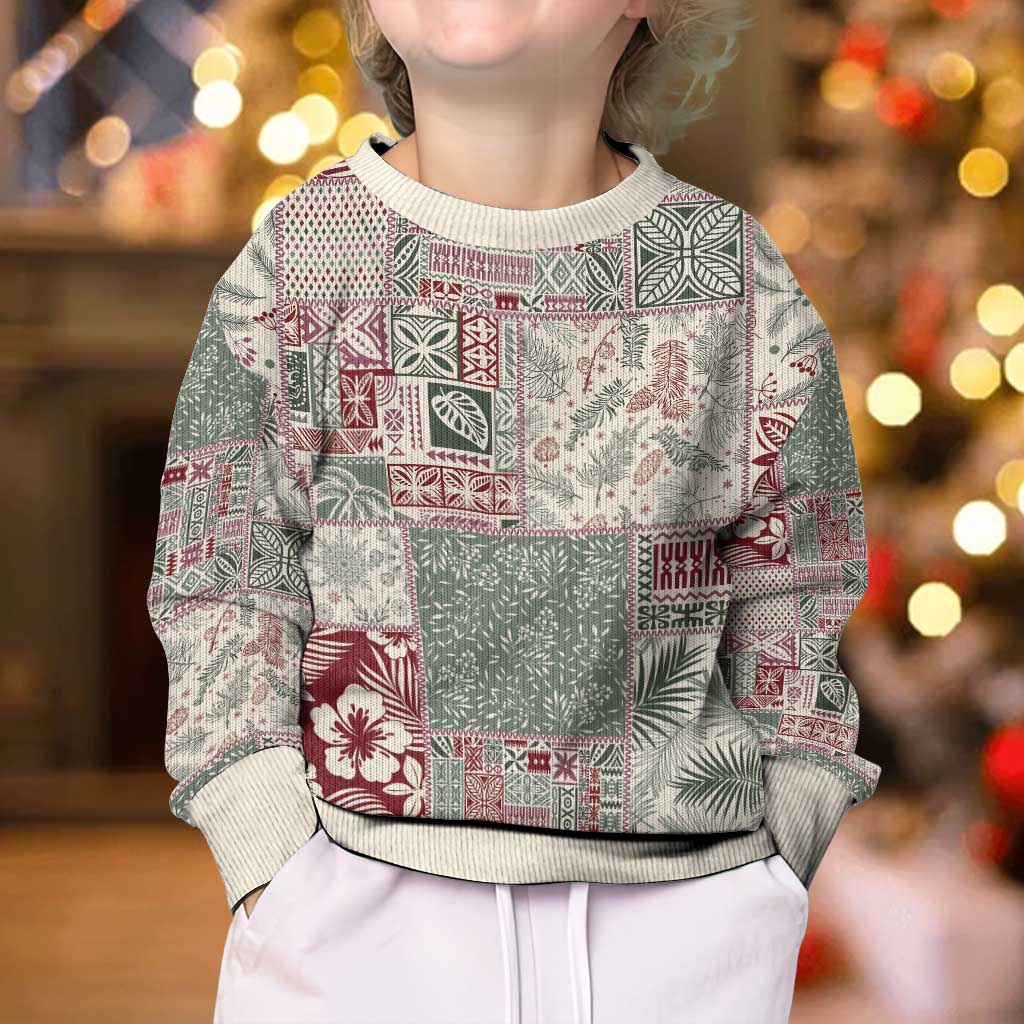 Aloha Hawaii Pastel Christmas Patchwork Kid Ugly Christmas Sweater Classic Style - Polynesian Pride