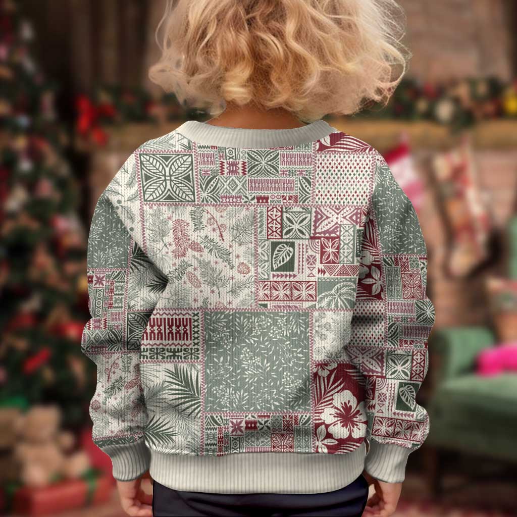 Aloha Hawaii Pastel Christmas Patchwork Kid Ugly Christmas Sweater Classic Style - Polynesian Pride