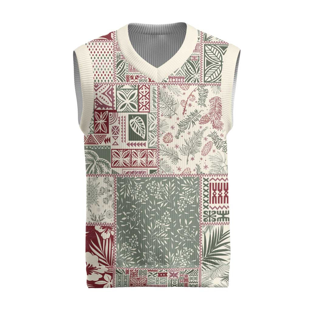 Aloha Hawaii Pastel Christmas Patchwork Christmas Knitted V-Neck Vest Classic Style - Polynesian Pride
