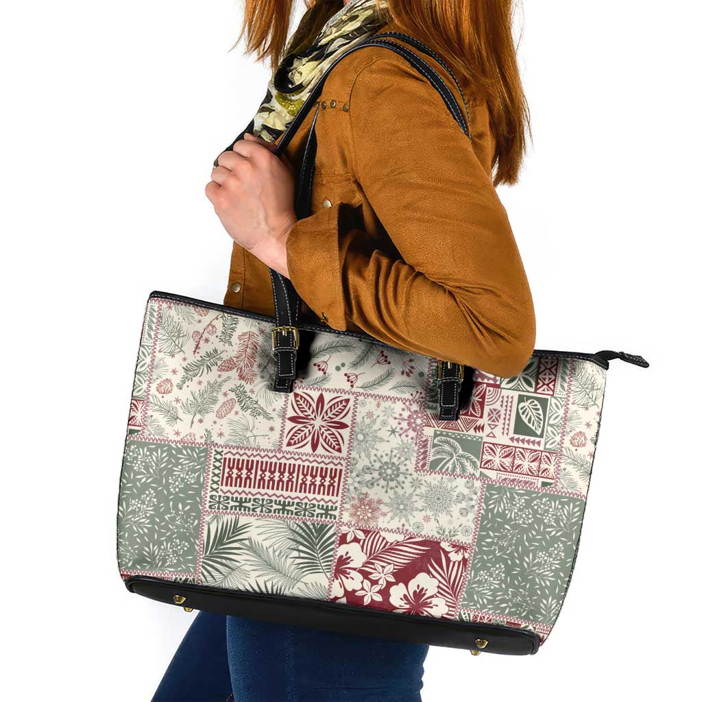 Aloha Hawaii Pastel Christmas Patchwork Leather Tote Bag Classic Style - Polynesian Pride