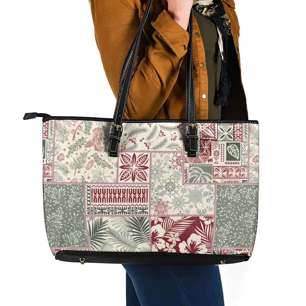 Aloha Hawaii Pastel Christmas Patchwork Leather Tote Bag Classic Style - Polynesian Pride