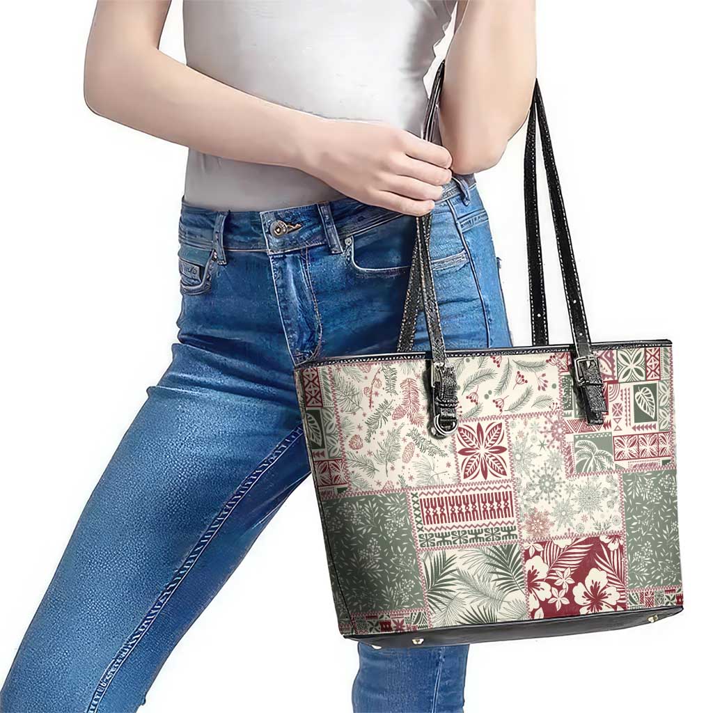 Aloha Hawaii Pastel Christmas Patchwork Leather Tote Bag Classic Style - Polynesian Pride