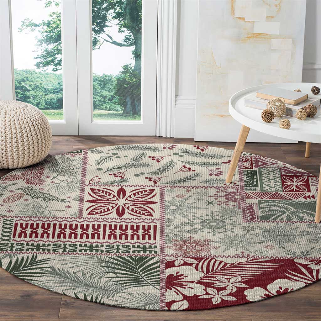 Aloha Hawaii Pastel Christmas Patchwork Round Carpet Classic Style - Polynesian Pride