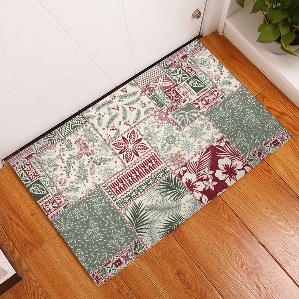 Aloha Hawaii Pastel Christmas Patchwork Rubber Doormat Classic Style - Polynesian Pride