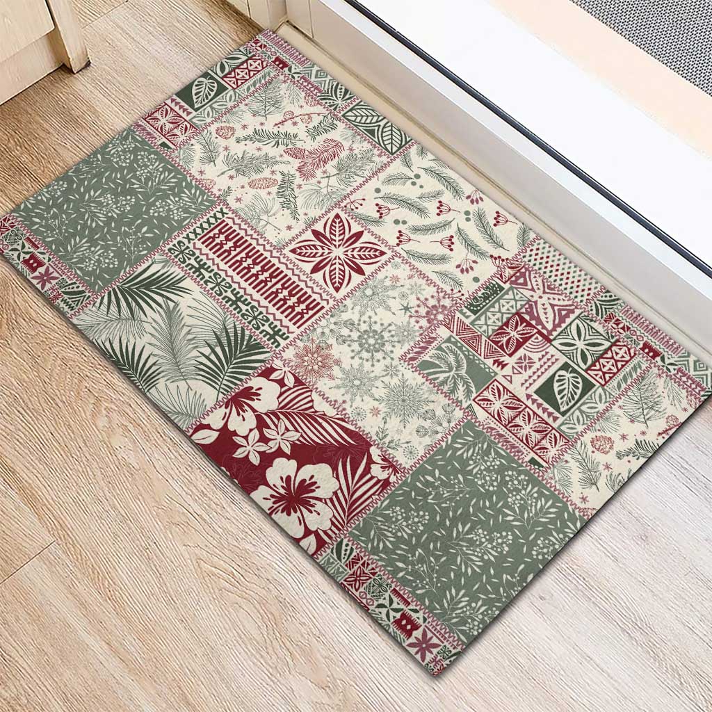 Aloha Hawaii Pastel Christmas Patchwork Rubber Doormat Classic Style - Polynesian Pride