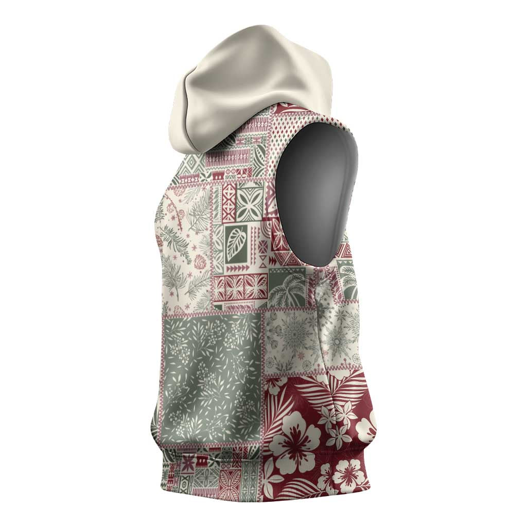 Aloha Hawaii Pastel Christmas Patchwork Sleeveless Hoodie Classic Style - Polynesian Pride