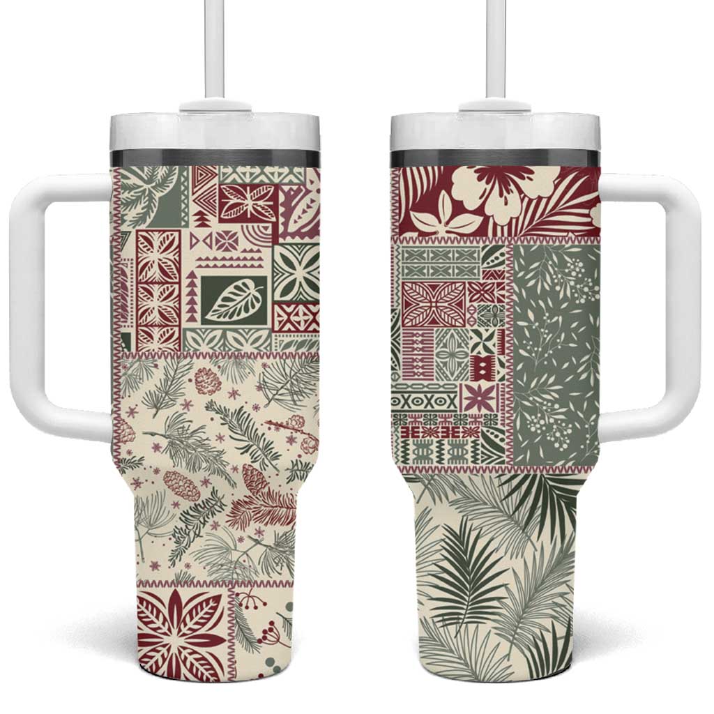 Aloha Hawaii Pastel Christmas Patchwork Tumbler With Handle Classic Style - Polynesian Pride