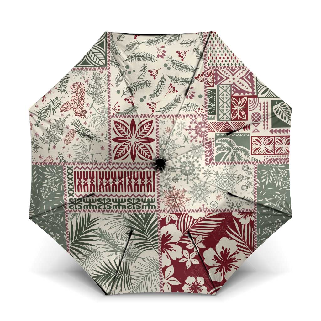Aloha Hawaii Pastel Christmas Patchwork Umbrella Classic Style - Polynesian Pride