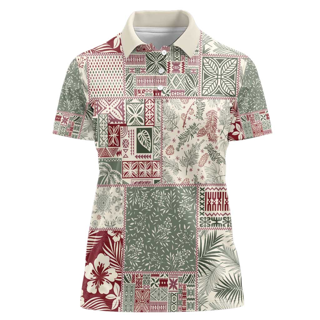 Aloha Hawaii Pastel Christmas Patchwork Women Polo Shirt Classic Style - Polynesian Pride