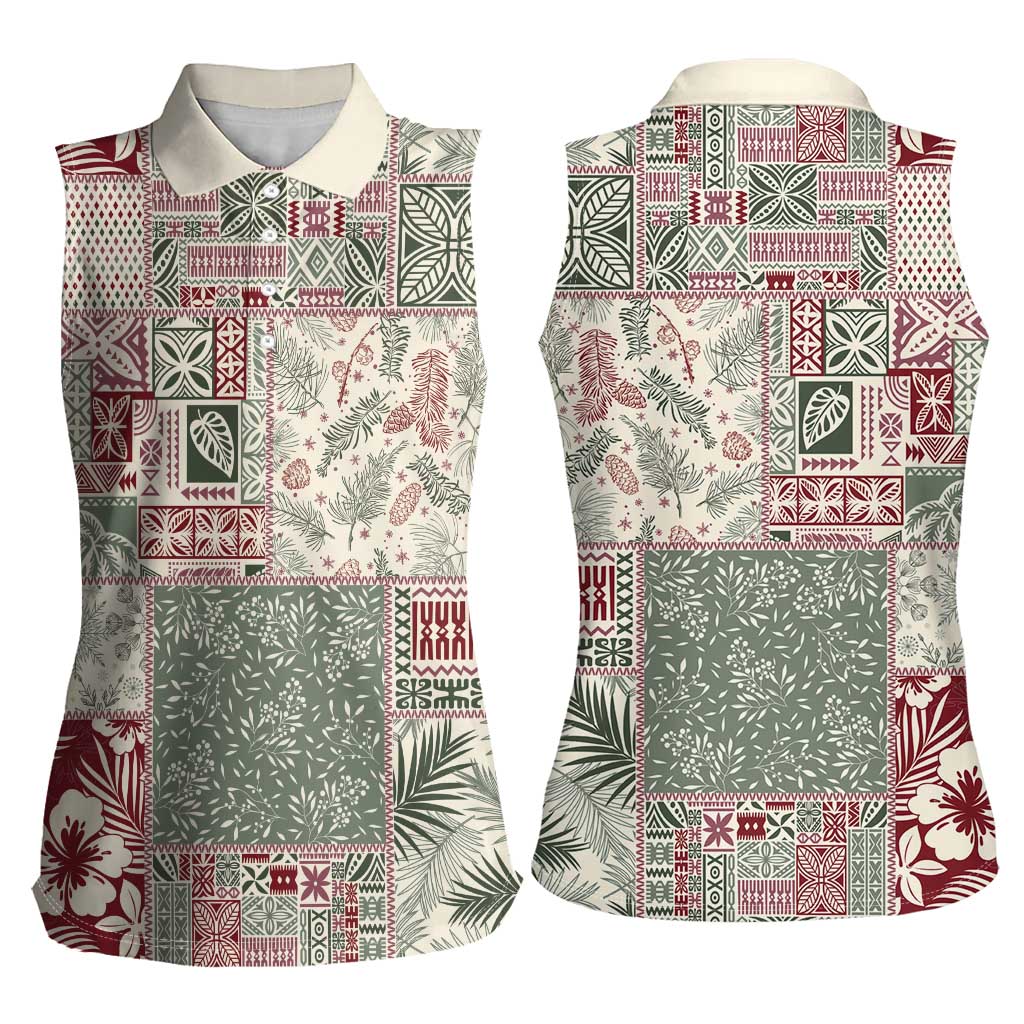 Aloha Hawaii Pastel Christmas Patchwork Women Sleeveless Polo Shirt Classic Style - Polynesian Pride